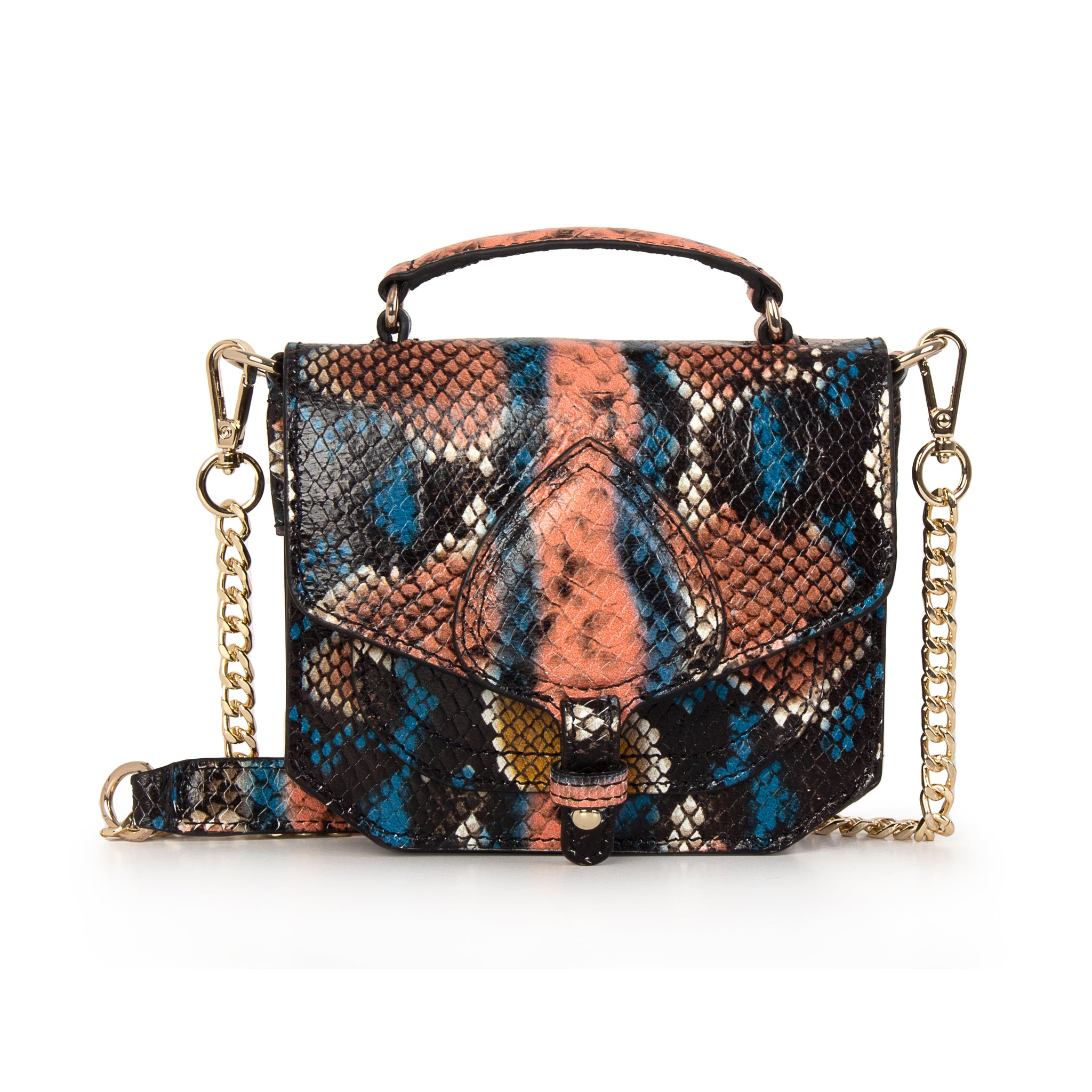 MINI TINY EMELYNE Vachette/Serpent Marron Bleu Beige – Lee